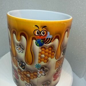 Honeycomb Bee Art Vase - Orange and White